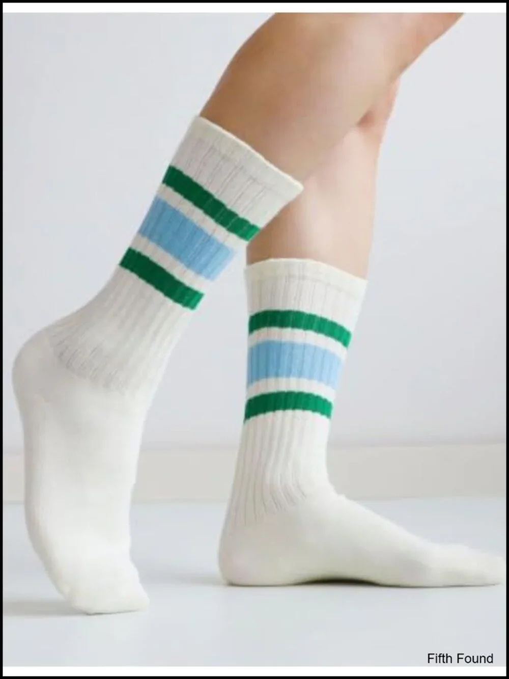 5 Pair Retro Stripe Chunky Cotton Crew Socks with Giftbox